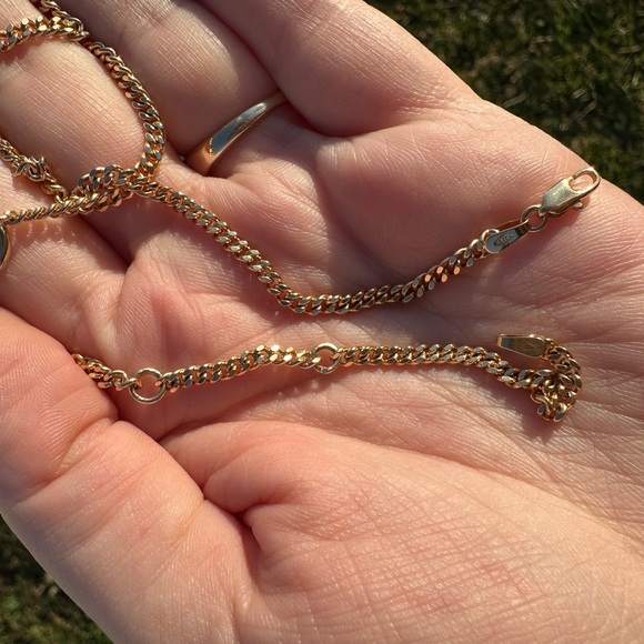 Vintage 9k ct yellow gold curb carabiner chain necklace - Picture 10 of 12